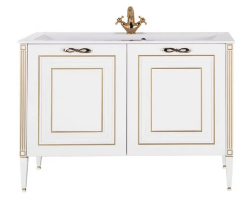 Тумба под раковину Aquanet Паола 120 00186114, цвет белый патина-золото