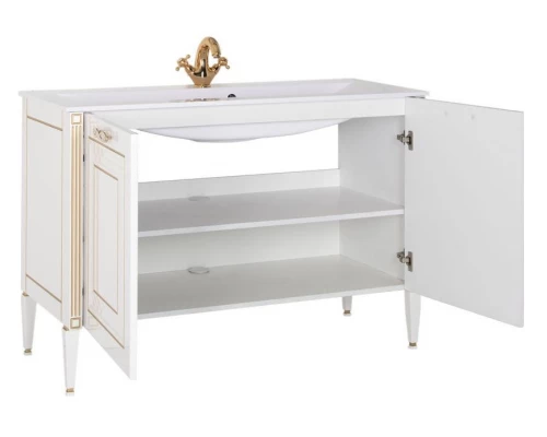 Тумба под раковину Aquanet Паола 120 00186114, цвет белый патина-золото