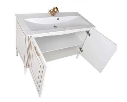 Тумба под раковину Aquanet Паола 120 00186114, цвет белый патина-золото