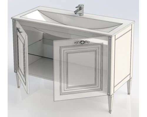 Тумба под раковину Aquanet Паола 120 00186114, цвет белый патина-золото