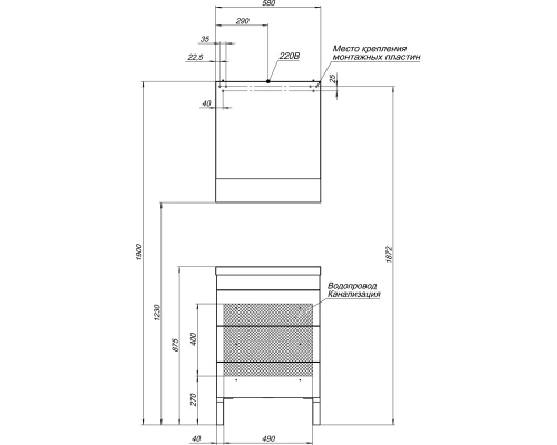 Зеркало-шкаф Aquanet Верона 58 (камерино) 00175344, цвет белый