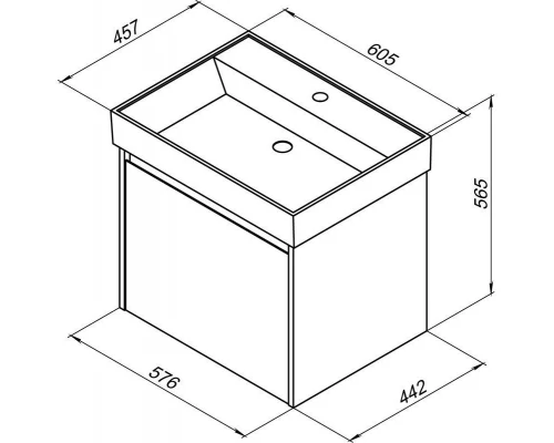 Тумба под раковину Aquanet Nova Lite 60, 1 + 1 ящик в ящике, дуб рустикальный (249511)