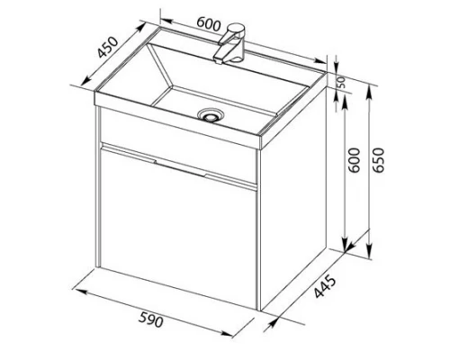 Тумба под раковину Aquanet Латина 60 (1 ящик) 00179936, цвет фасада бордо