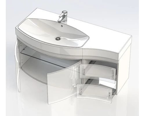 Тумба под раковину Aquanet Сопрано 2-95 L (2 дверцы, 2 ящика) 00169631, левая, цвет белый