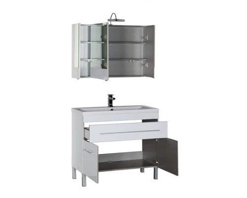 Тумба под раковину Aquanet Верона 100 напольная (2 дверцы, 1 ящик) 00182710, цвет белый