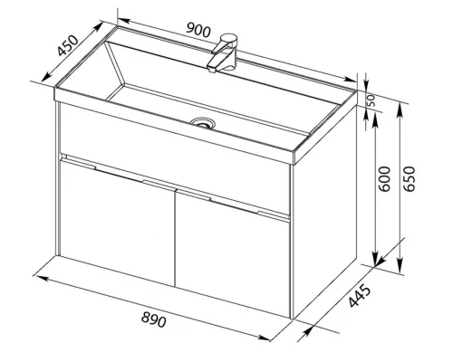 Тумба под раковину Aquanet Латина 90 00179449, цвет фасада белый