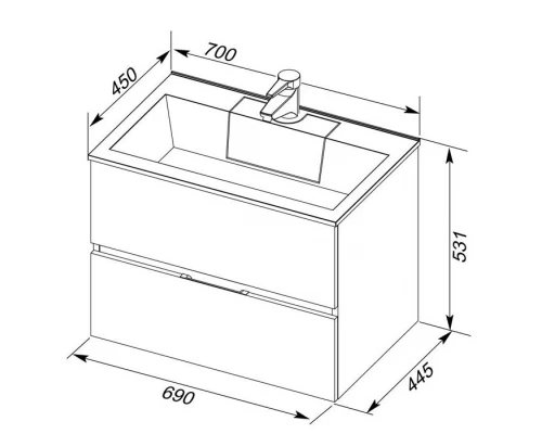 Тумба под раковину Aquanet Алвита 70 00183992, цвет серый антрацит