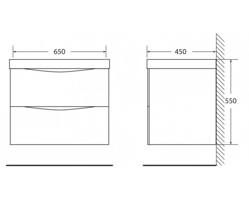 Тумба под раковину BelBagno Marino MARINO-650-2C-SO-RW-P, 65 х 45 х 55 см, Rovere Moro - темно-коричневый