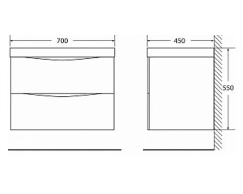 Тумба под раковину BelBagno Marino MARINO-700-2C-SO-NL-P, 70 х 45 х 55 см, Nero Lucido - черный глянец