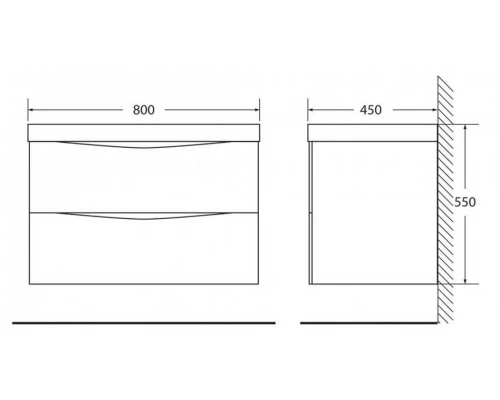 Тумба под раковину BelBagno Marino MARINO-800-2C-SO-WO-P 80 см, подвесная, цвет белый дуб (rovere bianco)