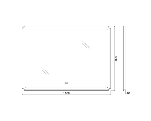 Зеркало BelBagno Marino SPC-MAR-1100-800-LED-TCH-WARM 110 см, светодиодная подсветка, с сенсорным выключателем, с подогревом