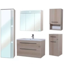 Пенал с зеркалом Bellezza ЭЛЬЗА 45, подвесной, цвет - бежевый, 45*167*34 см