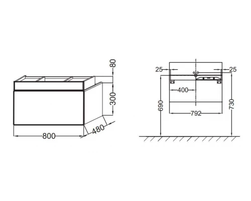 Тумба под раковину Jacob Delafon Terrace 80 EB1186-N23, коричневый лак