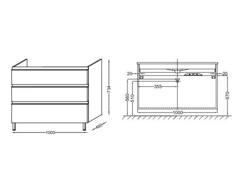 Тумба под раковину Jacob Delafon Vox 100 см, EB2045-RA-N18, цвет - белый блестящий