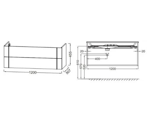 Тумба под раковину Jacob Delafon Nouvelle Vague 120 см, EB3035-G1C, цвет - белый глянцевый лак