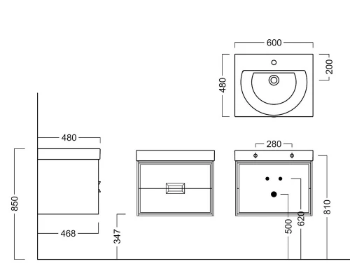 Тумба под раковину Kerama Marazzi Canaletto, 60 см, подвесная, цвет - белый глянцевый, СN.60
