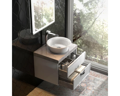 Тумба под раковину Kerama Marazzi Canaletto, 60 см, подвесная, цвет - белый глянцевый, СN.60