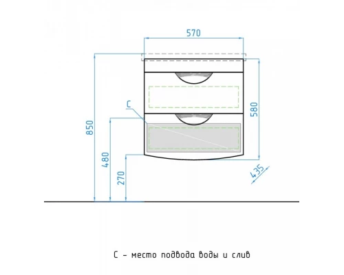 Тумба под раковину Style Line Жасмин-2 60 ЛС-00000728 Люкс Plus, 60 см, подвесная, белая