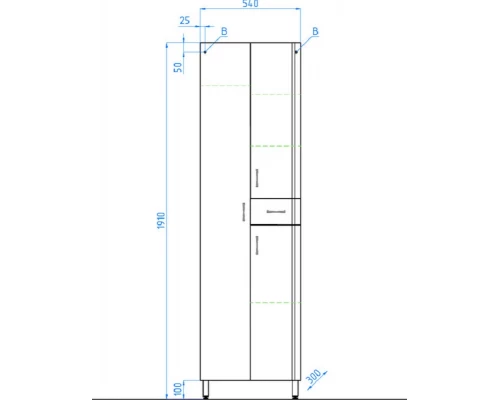 Шкаф-пенал Style Line Эко Стандарт 54 ЛС-00000371, 54 см, напольный, белый