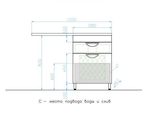 Тумба под раковину Style Line Жасмин 60 ЛС-00000645, 60 см, напольная, белая