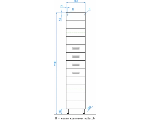 Шкаф-пенал Style Line Ирис 36 ЛС-00000195, 36 см, напольный, белый