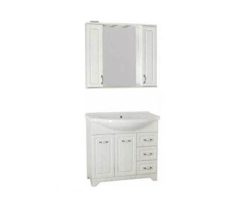 Зеркало-шкаф Style Line Олеандр-2 90/С ЛС-00000484, 90 см, подвесное, рельеф пастель