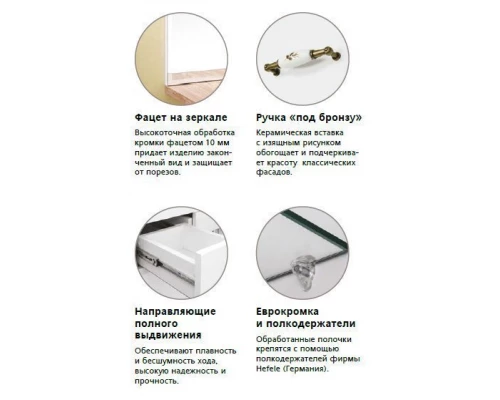 Зеркало-шкаф Style Line Олеандр-2 90/С ЛС-00000484, 90 см, подвесное, рельеф пастель