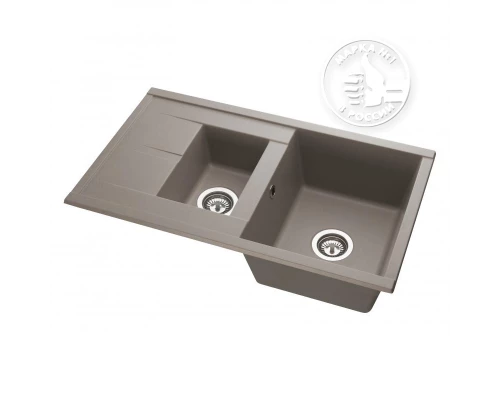 Мойка кухонная Акватон Делия 87, 1A716232DE250, 87 х 51 х 21.8 см, серый шелк