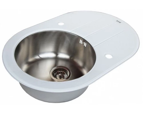 Мойка Zorg Inox Glass GL-7851-OV-WHITE-BRONZE, цвет белый-бронзовый