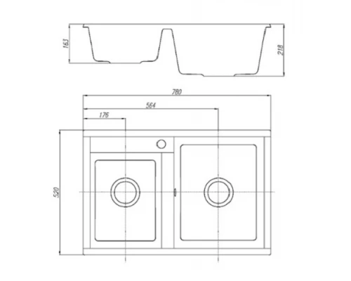 Кухонная мойка Акватон Делия 78 DBL 1A723132DE260 78 x 52 x 21.8 см, латте