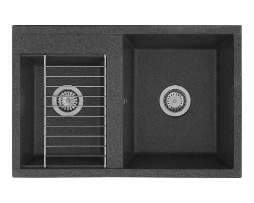 Кухонная мойка Акватон Делия 78 DBL 1A723132DE210 78 x 52 x 21.8 см, графит