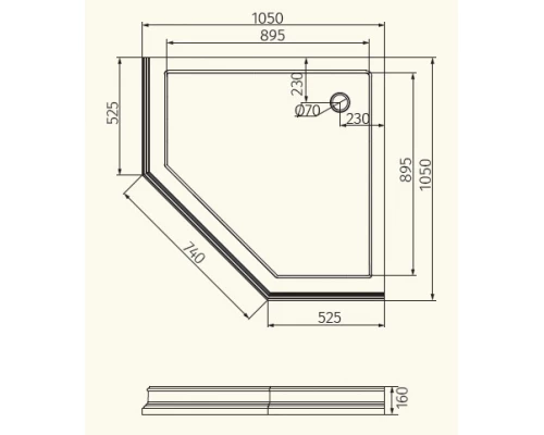 Поддон душевой Migliore Diadema 105х105 см 24586, белый/хром, керамика