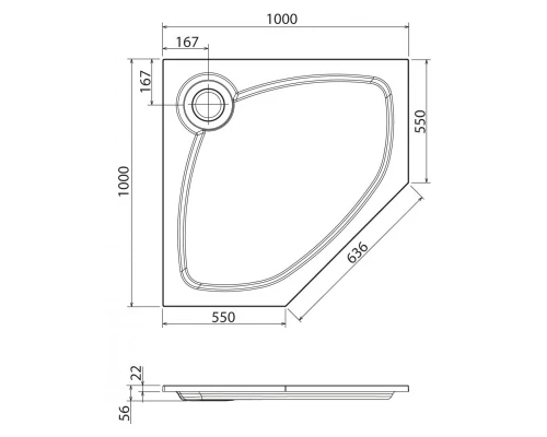 Поддон душевой Cezares Tray TRAY-S-P-100-56-W, 100 х 100 см, белый, из искусственного камня