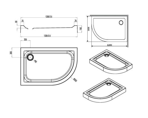 Поддон для душа Am.Pm Like, 120 x 80 см, правосторонний, белый, W83T-302R120W