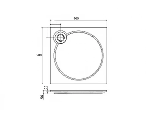 Поддон душевой Cezares Tray TRAY-S-A-90-56-W, 90 х 90 см, белый, из искусственного камня
