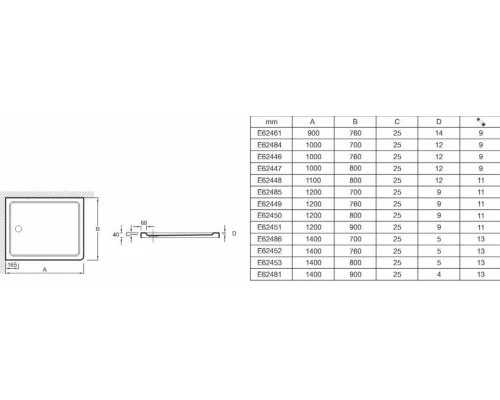 Поддон Jacob Delafon Flight, 140 x 90 см, антискользящее покрытие, белый, E62481-F-00