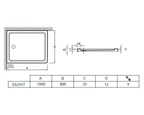 Поддон Jacob Delafon Flight, 100 x 80,с антискользящим покрытием, белый, E62447-F-00