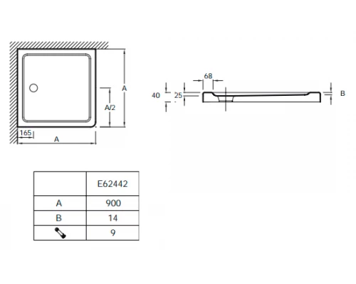 Поддон Jacob Delafon Flight, 90x90 см, с антискользящим покрытием, белый, E62442-F-00