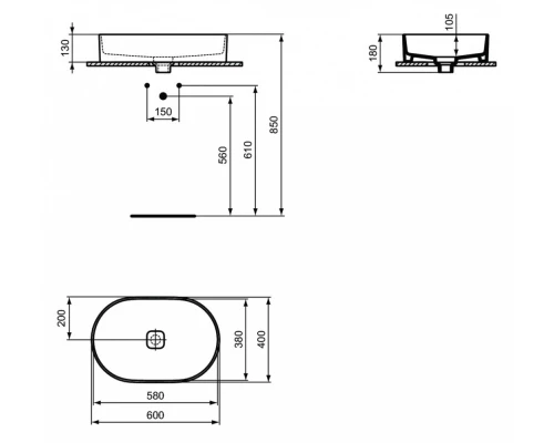Раковина Ideal Standard Strada II Oval Vessel 60 см, белый, T298101