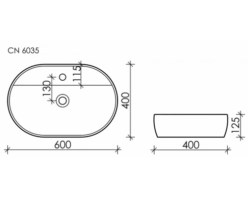 Раковина Ceramica Nova Element, 60 х 40 х 12.5 см, цвет белый, CN6035
