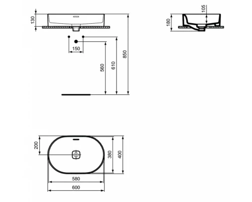 Раковина Ideal Standard Strada II Oval Vessel 60 см, белый, T360401