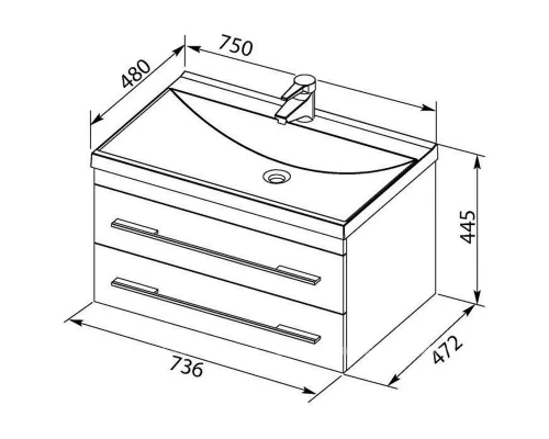 Раковина Aquanet Нота 75 см, белый, 00281221