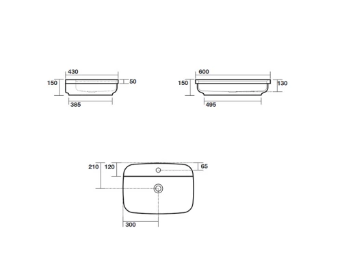 Раковина встраиваемая/накладная Kerasan Tribeca 60 х 43 см, цвет белый, 514201*1