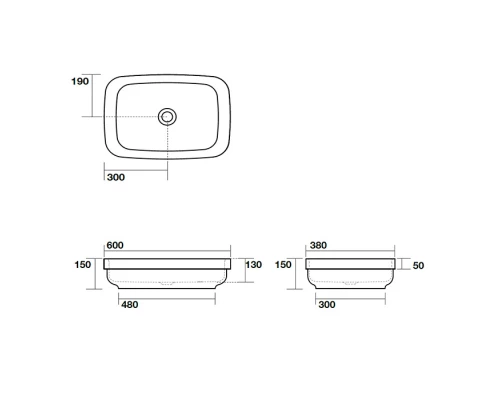 Раковина встраиваемая/накладная Kerasan Tribeca 60 х 38 см, цвет белый матовый, 514330