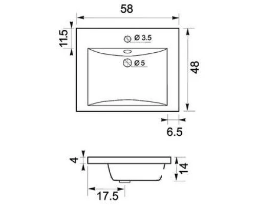 Мебельная раковина Aquanet Нота 58 (204117)