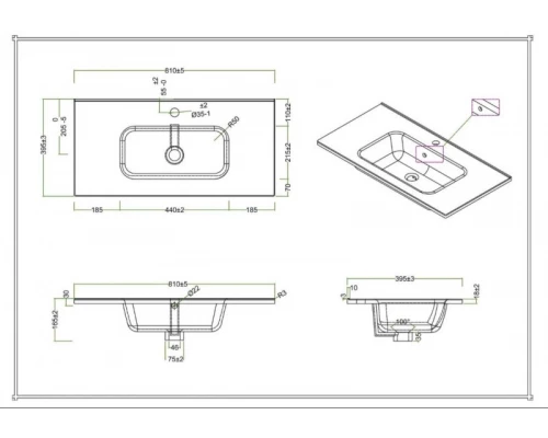 Раковина BelBagno BB800/390ETL 80 см, керамика, белая