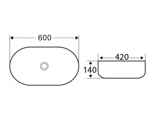 Раковина BelBagno BB1084-H311, 60 x 42 см, накладная, цвет серый матовый