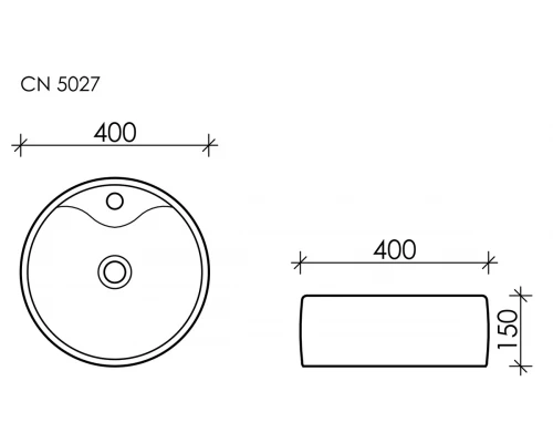 Раковина Ceramica Nova Element накладная, 40 х 40 см, круглая, белый глянцевый, CN5027