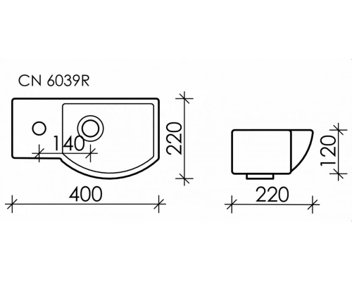 Раковина Ceramica Nova Element, 40 х 22 х 12 см, цвет белый, CN6039R