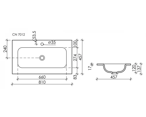 Раковина Ceramica Nova Element встраиваемая, 81 х 45.7 см, белый, CN7012